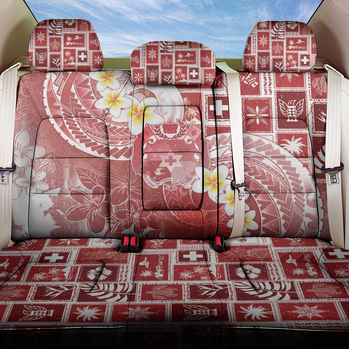 Tonga Christmas Back Car Seat Cover Kilisimasi Fiefia Retro Style Red - Polynesian Pride