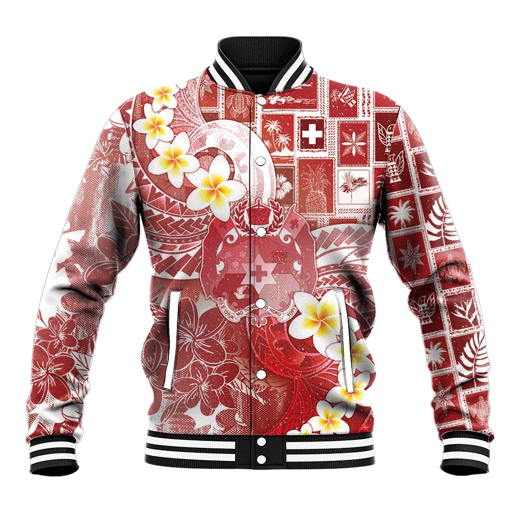 Tonga Christmas Baseball Jacket Kilisimasi Fiefia Retro Style Red - Polynesian Pride