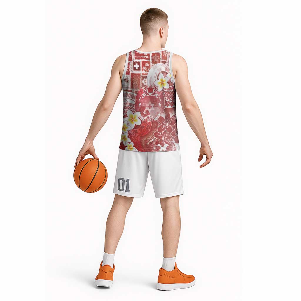 Tonga Christmas Basketball Jersey Kilisimasi Fiefia Retro Style Red - Polynesian Pride