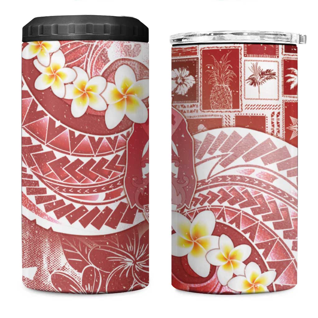 Tonga Christmas 4 in 1 Can Cooler Tumbler Kilisimasi Fiefia Retro Style Red - Polynesian Pride