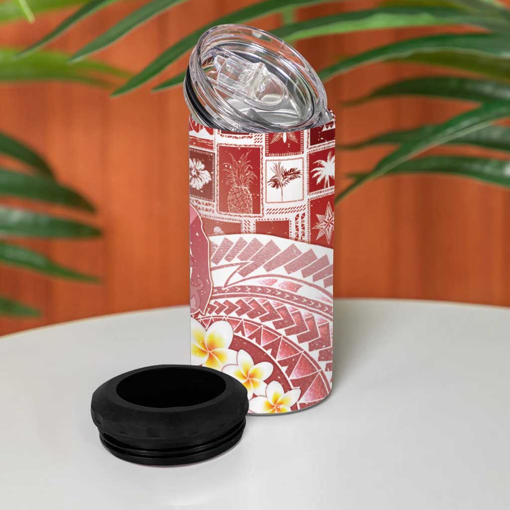 Tonga Christmas 4 in 1 Can Cooler Tumbler Kilisimasi Fiefia Retro Style Red - Polynesian Pride
