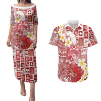 Tonga Christmas Couples Matching Puletasi and Hawaiian Shirt Kilisimasi Fiefia Retro Style Red - Polynesian Pride