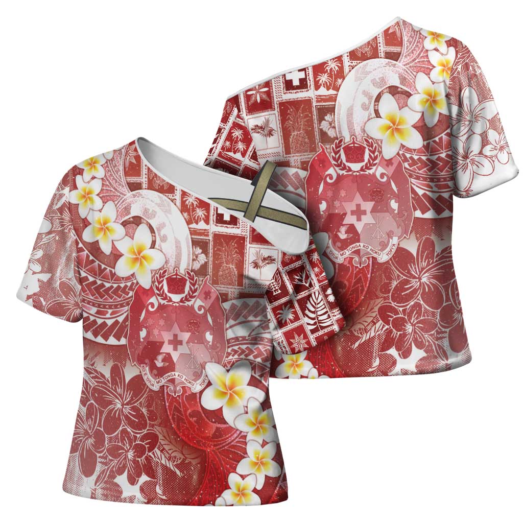 Tonga Christmas Cross Shoulder Shirt Kilisimasi Fiefia Retro Style Red - Polynesian Pride