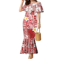 Tonga Christmas Family Matching Mermaid Dress and Hawaiian Shirt Kilisimasi Fiefia Retro Style Red - Polynesian Pride