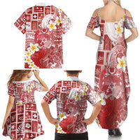 Tonga Christmas Family Matching Summer Maxi Dress and Hawaiian Shirt Kilisimasi Fiefia Retro Style Red - Polynesian Pride