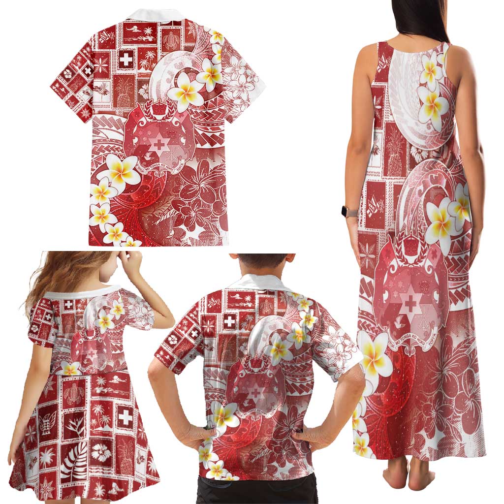 Tonga Christmas Family Matching Tank Maxi Dress and Hawaiian Shirt Kilisimasi Fiefia Retro Style Red - Polynesian Pride