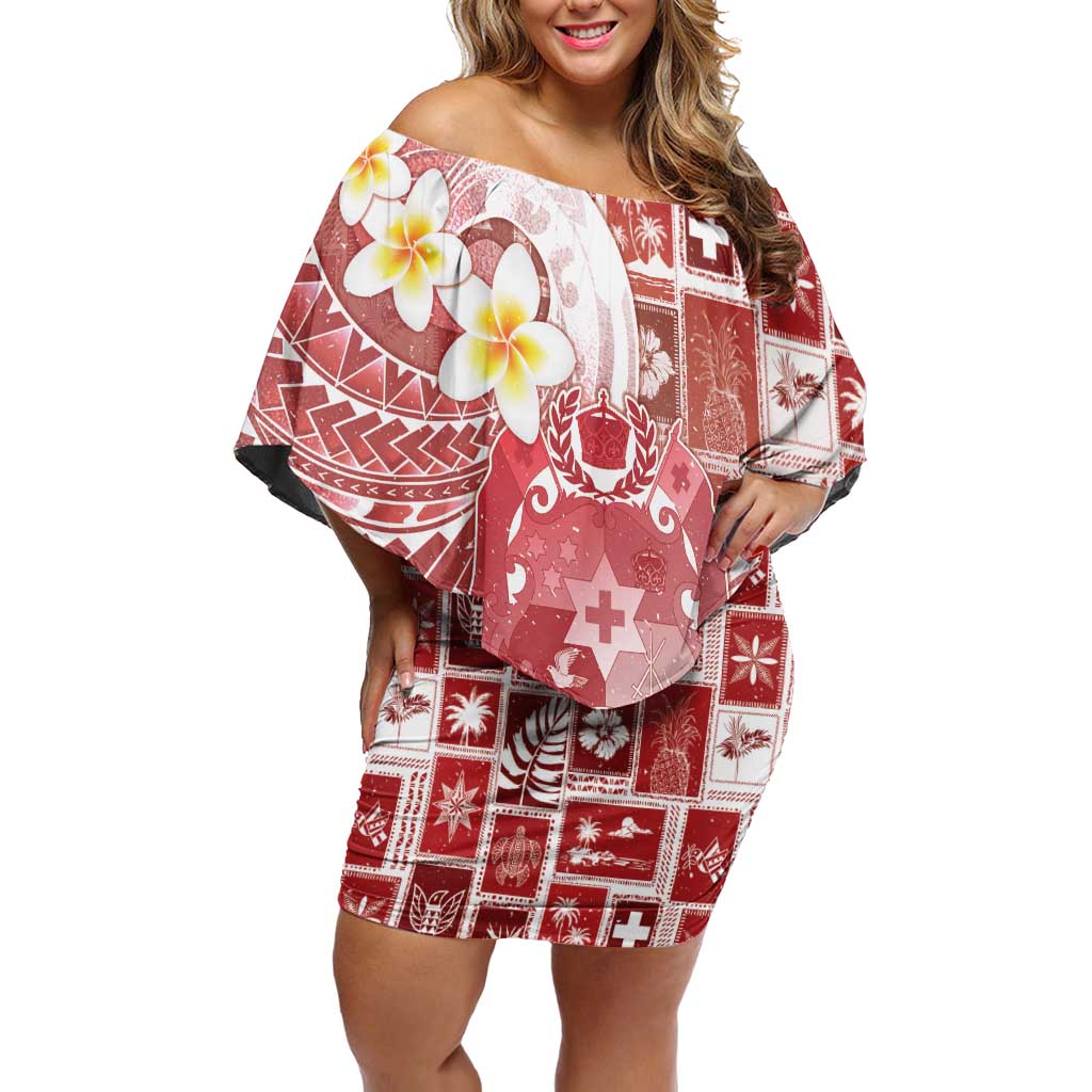 Tonga Christmas Off Shoulder Short Dress Kilisimasi Fiefia Retro Style Red - Polynesian Pride