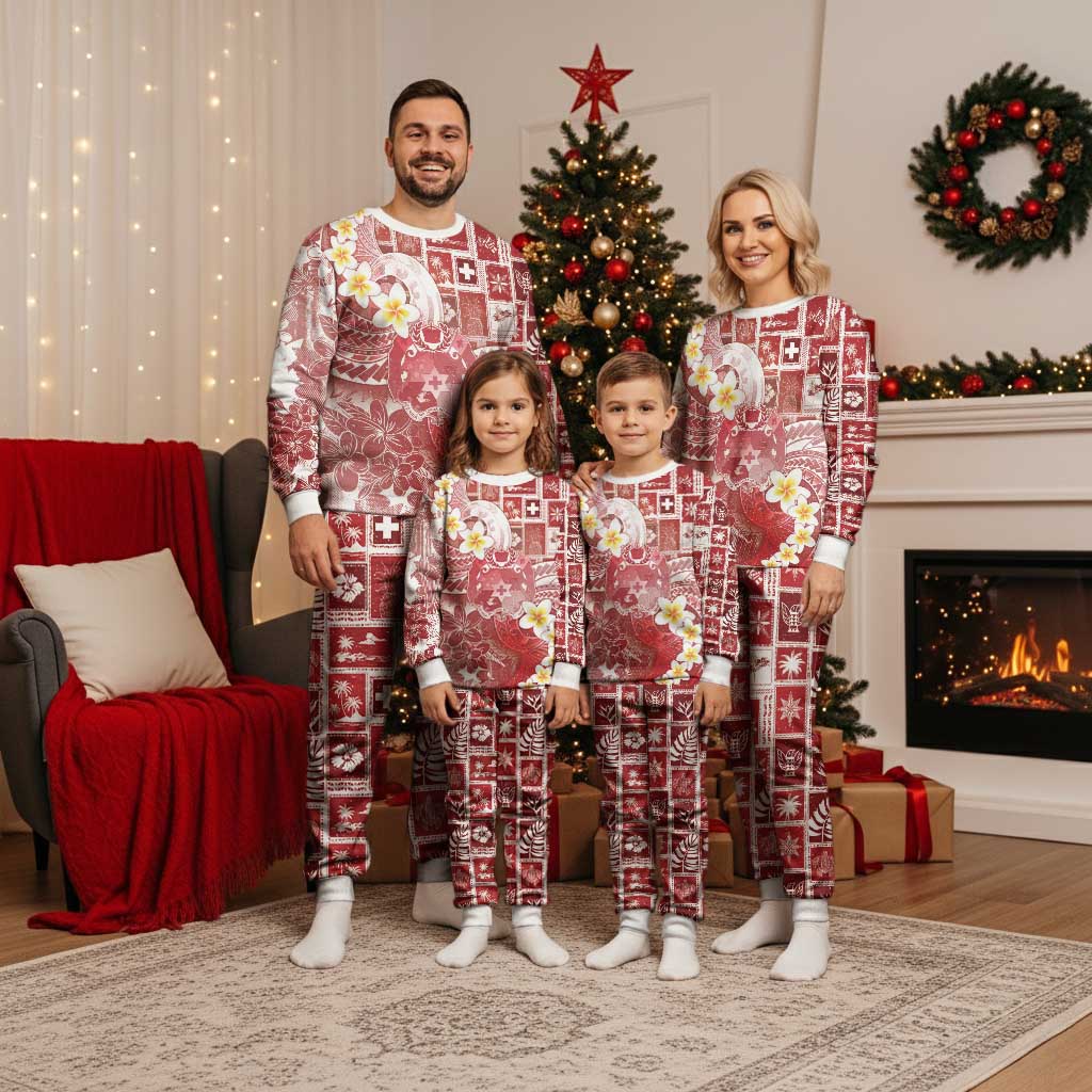 Tonga Christmas Pajama Set Kilisimasi Fiefia Retro Style Red - Polynesian Pride