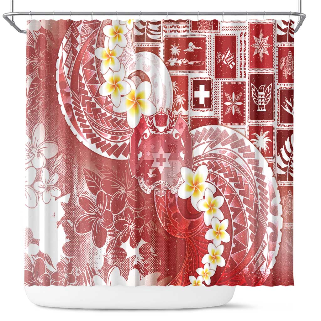 Tonga Christmas Shower Curtain Kilisimasi Fiefia Retro Style Red - Polynesian Pride