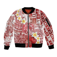 Tonga Christmas Sleeve Zip Bomber Jacket Kilisimasi Fiefia Retro Style Red - Polynesian Pride