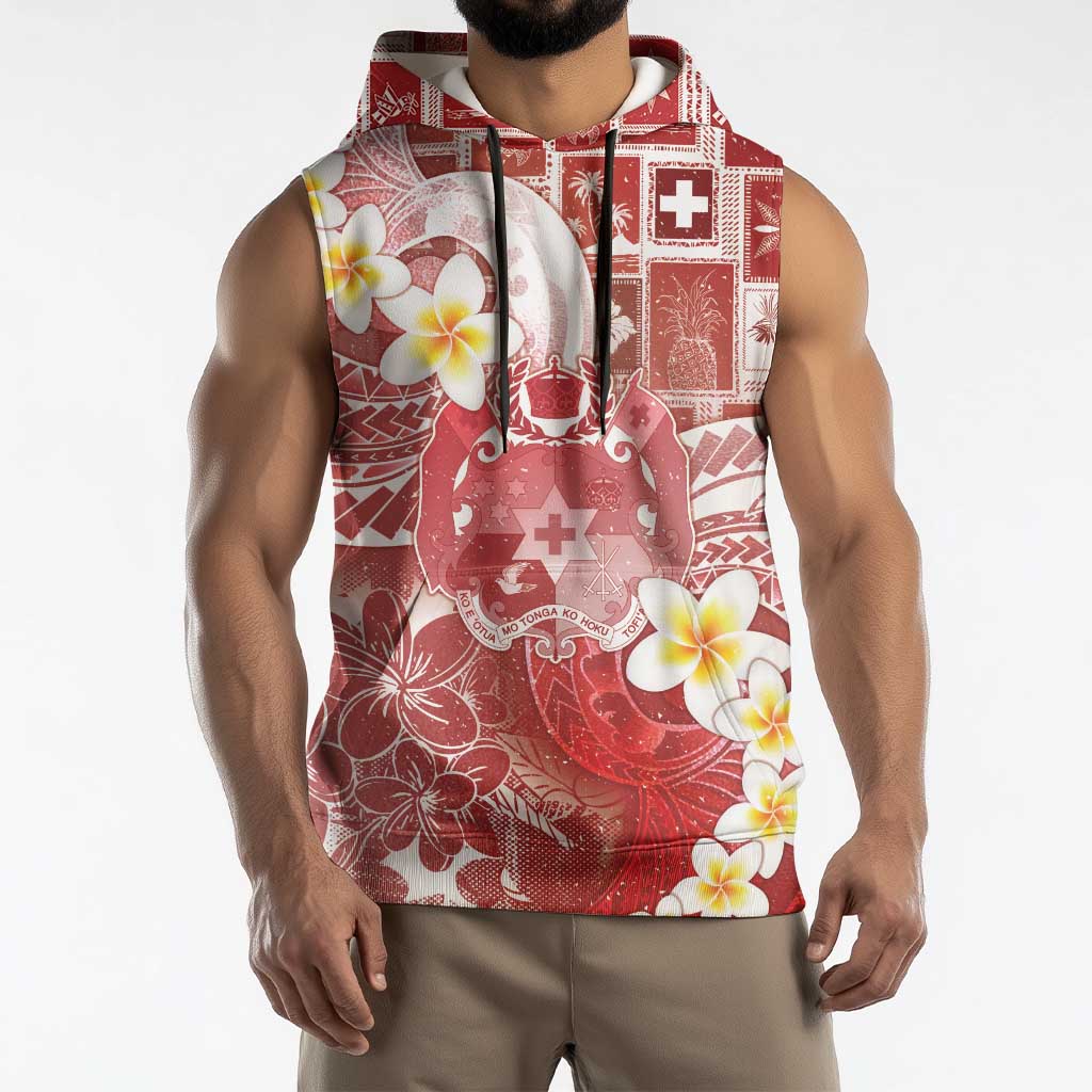 Tonga Christmas Sleeveless Hoodie Kilisimasi Fiefia Retro Style Red - Polynesian Pride