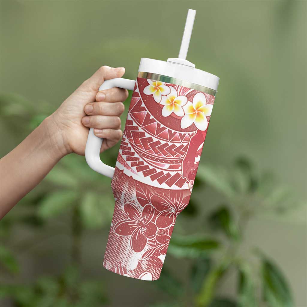 Tonga Christmas Tumbler With Handle Kilisimasi Fiefia Retro Style Red - Polynesian Pride
