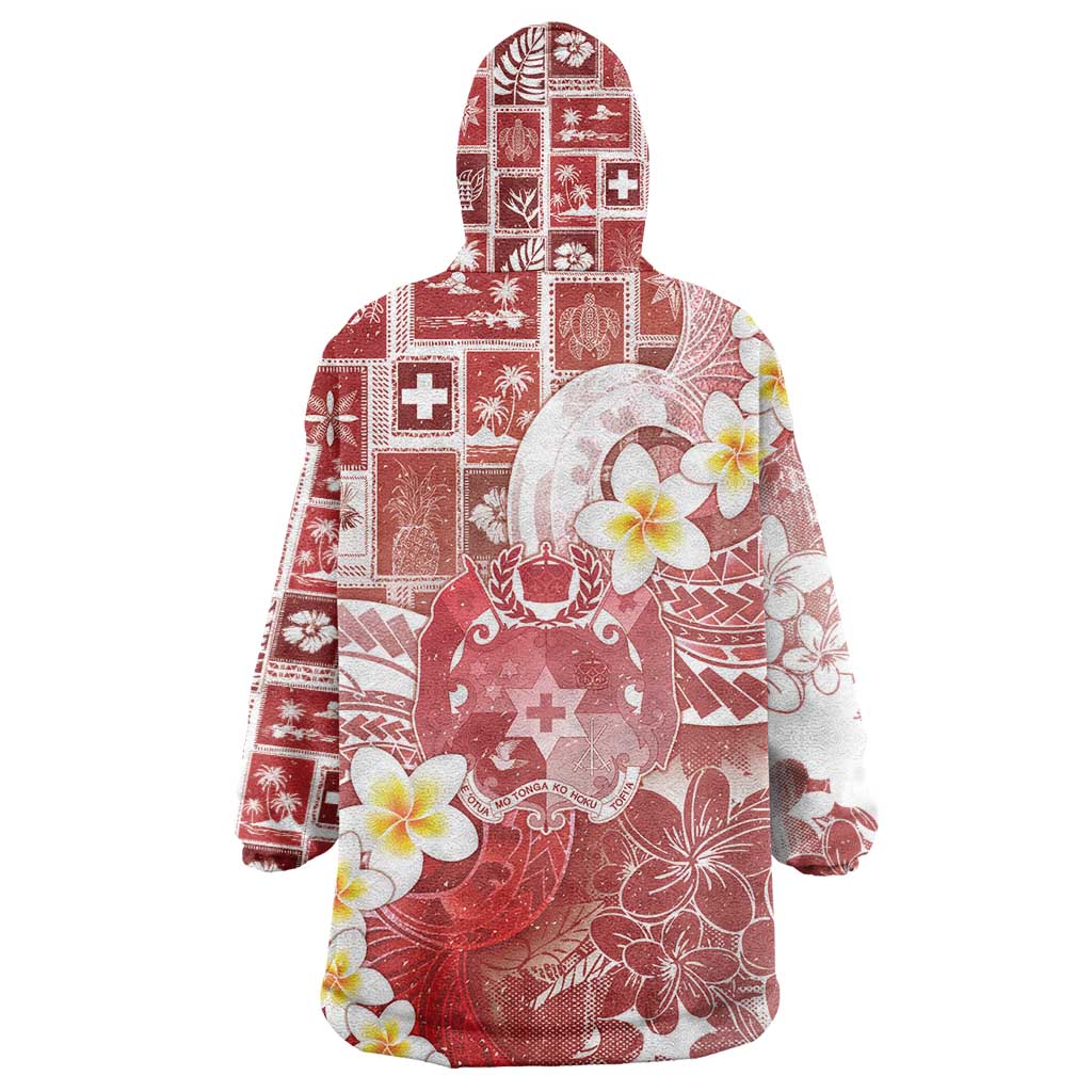 Tonga Christmas Wearable Blanket Hoodie Kilisimasi Fiefia Retro Style Red - Polynesian Pride