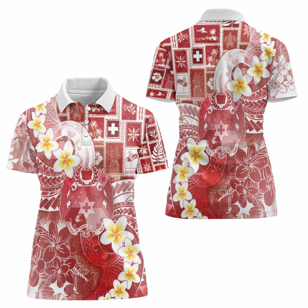 Tonga Christmas Women Polo Shirt Kilisimasi Fiefia Retro Style Red - Polynesian Pride