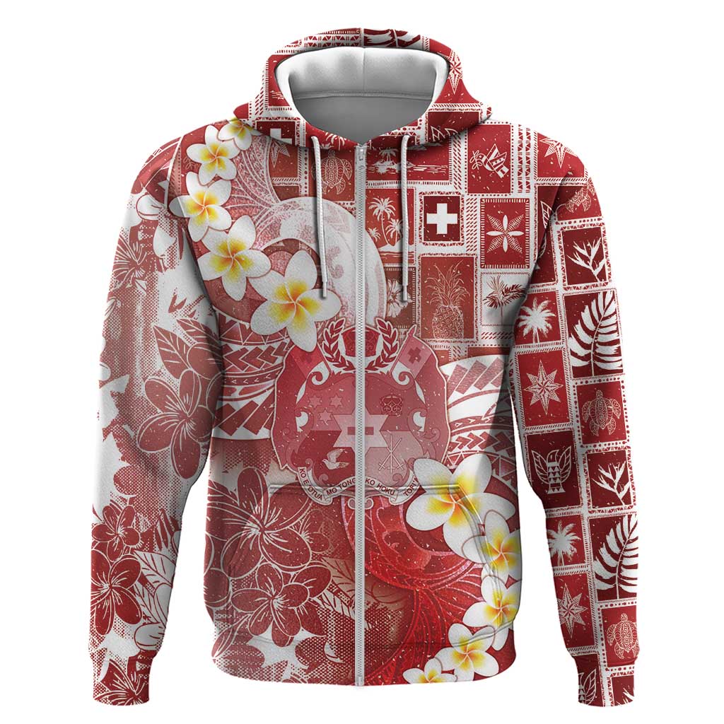 Tonga Christmas Zip Hoodie Kilisimasi Fiefia Retro Style Red - Polynesian Pride