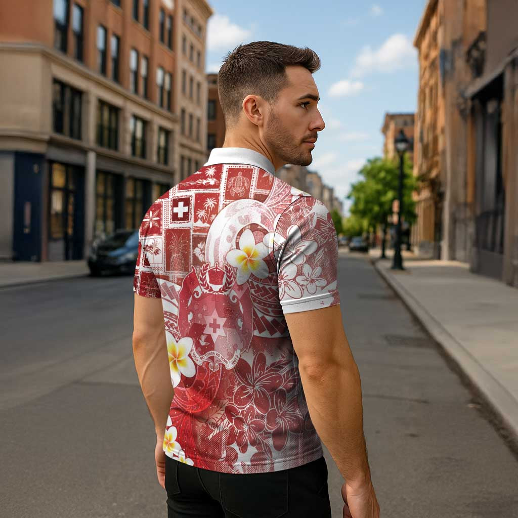 Tonga Christmas Zipper Polo Shirt Kilisimasi Fiefia Retro Style Red - Polynesian Pride