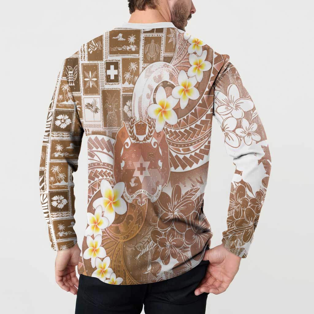 Tonga Christmas Button Sweatshirt Kilisimasi Fiefia Retro Style Brown - Polynesian Pride