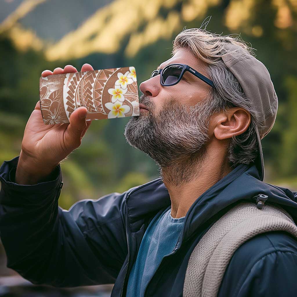 Tonga Christmas 4 in 1 Can Cooler Tumbler Kilisimasi Fiefia Retro Style Brown - Polynesian Pride