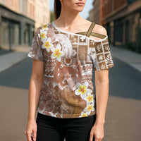 Tonga Christmas Cross Shoulder Shirt Kilisimasi Fiefia Retro Style Brown - Polynesian Pride