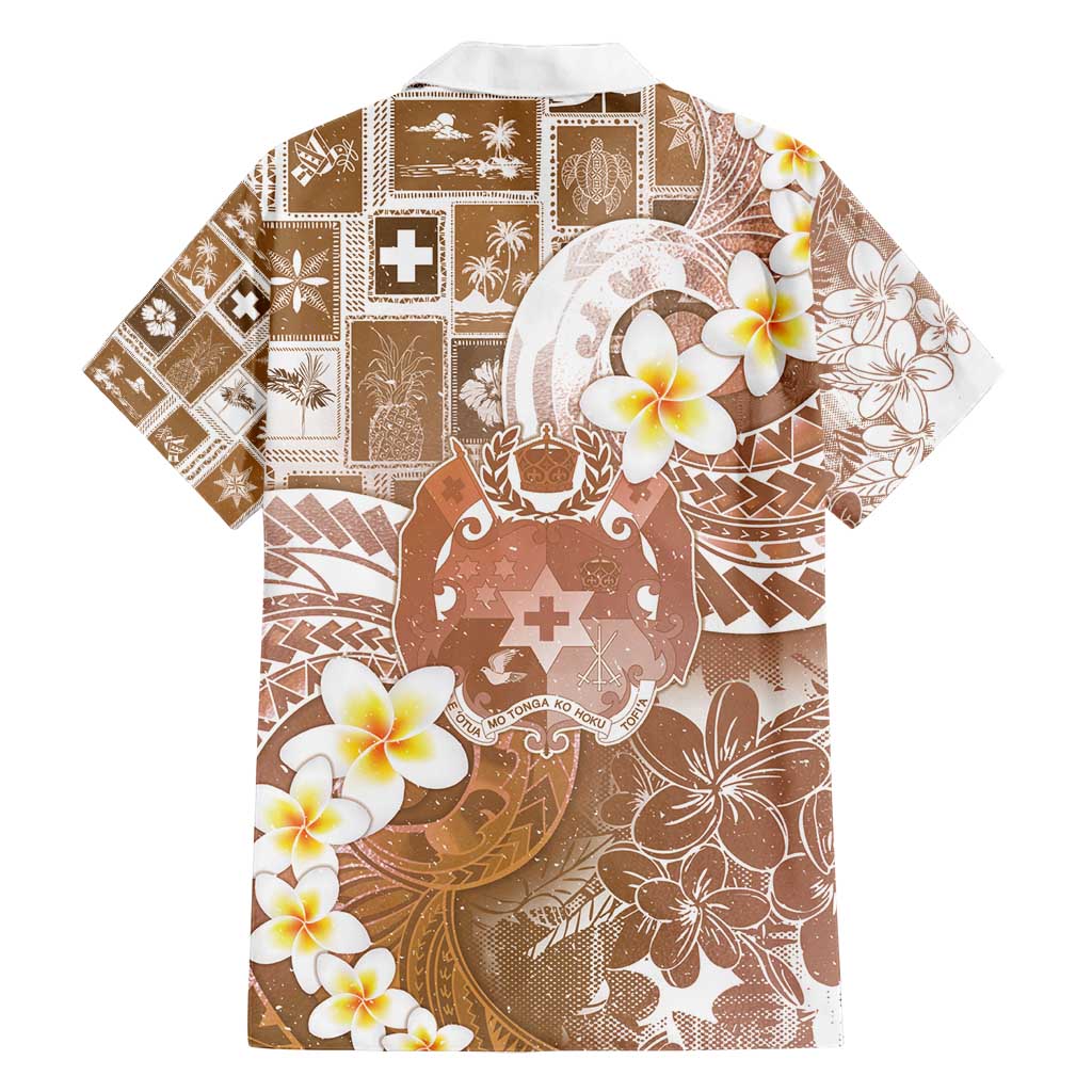 Tonga Christmas Family Matching Off Shoulder Short Dress and Hawaiian Shirt Kilisimasi Fiefia Retro Style Brown - Polynesian Pride