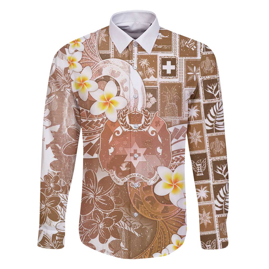 Tonga Christmas Family Matching Off Shoulder Short Dress and Hawaiian Shirt Kilisimasi Fiefia Retro Style Brown - Polynesian Pride