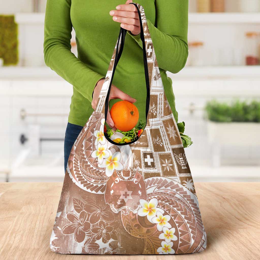 Tonga Christmas Grocery Bag Kilisimasi Fiefia Retro Style Brown - Polynesian Pride