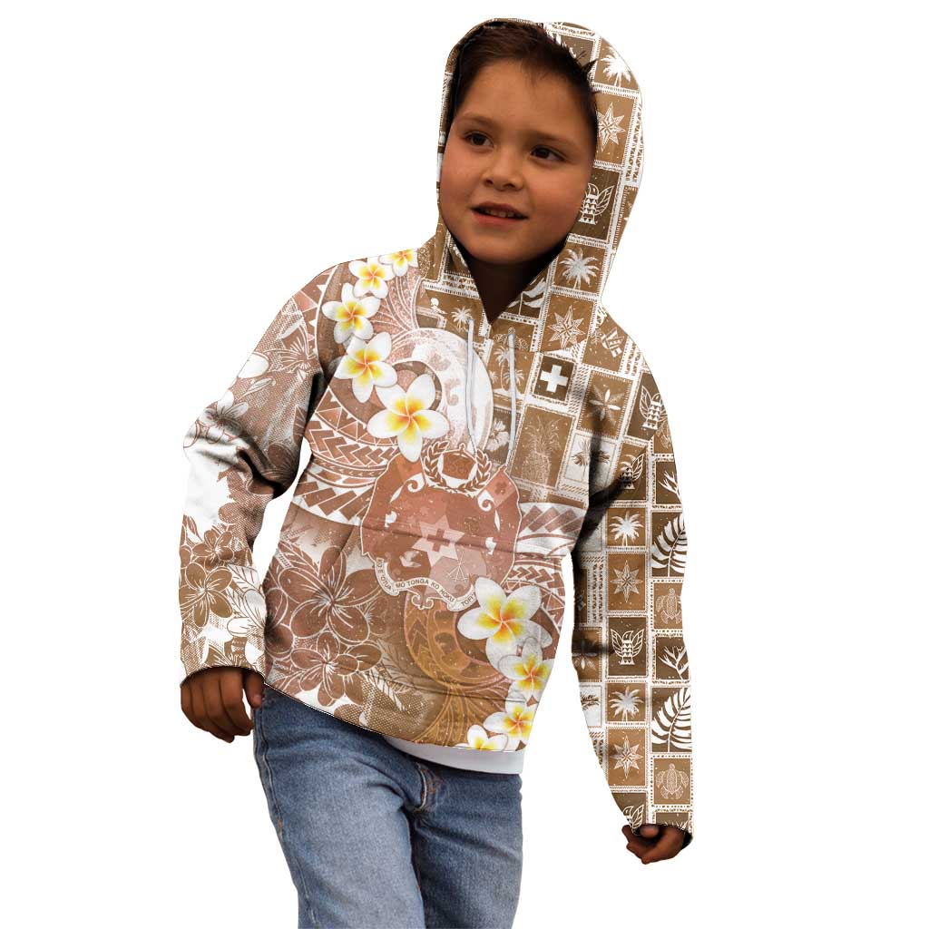 Tonga Christmas Kid Hoodie Kilisimasi Fiefia Retro Style Brown - Polynesian Pride