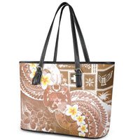 Tonga Christmas Leather Tote Bag Kilisimasi Fiefia Retro Style Brown - Polynesian Pride
