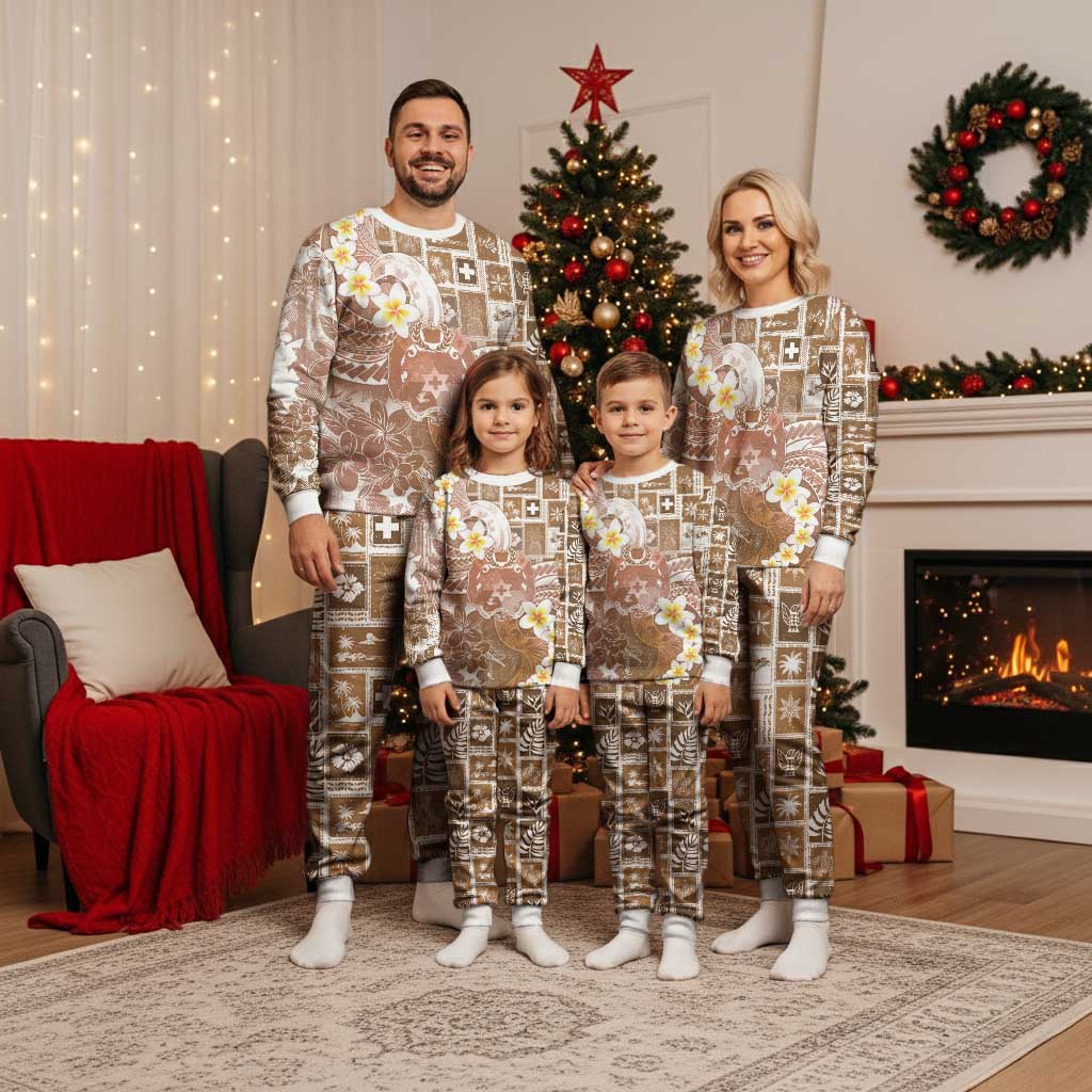Tonga Christmas Pajama Set Kilisimasi Fiefia Retro Style Brown - Polynesian Pride