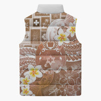 Tonga Christmas Sleeveless Puffer Jacket Kilisimasi Fiefia Retro Style Brown - Polynesian Pride