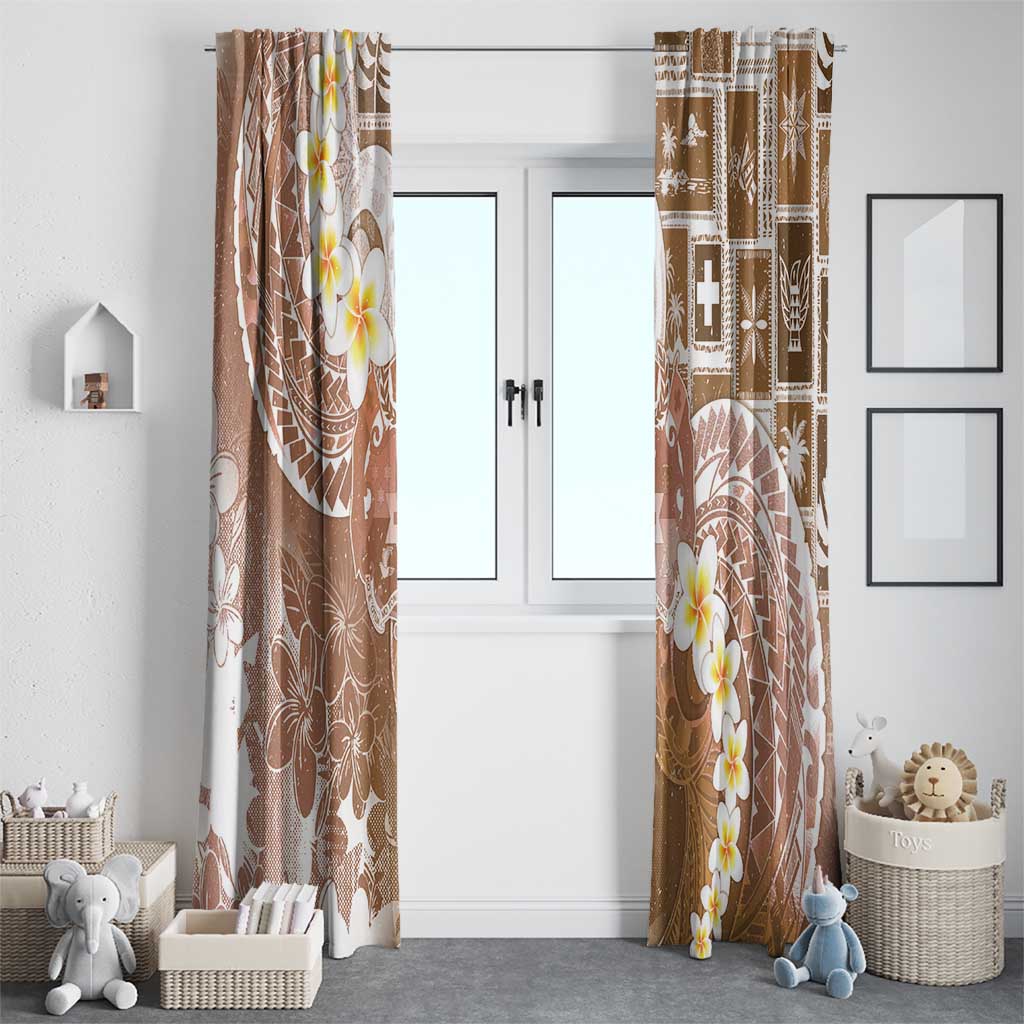 Tonga Christmas Window Curtain Kilisimasi Fiefia Retro Style Brown - Polynesian Pride