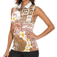 Tonga Christmas Women Sleeveless Polo Shirt Kilisimasi Fiefia Retro Style Brown - Polynesian Pride