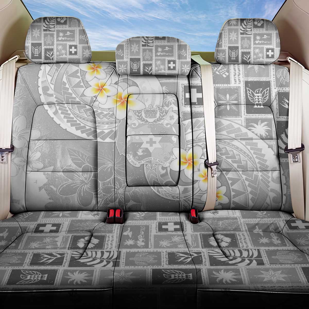 Tonga Christmas Back Car Seat Cover Kilisimasi Fiefia Retro Style White - Polynesian Pride