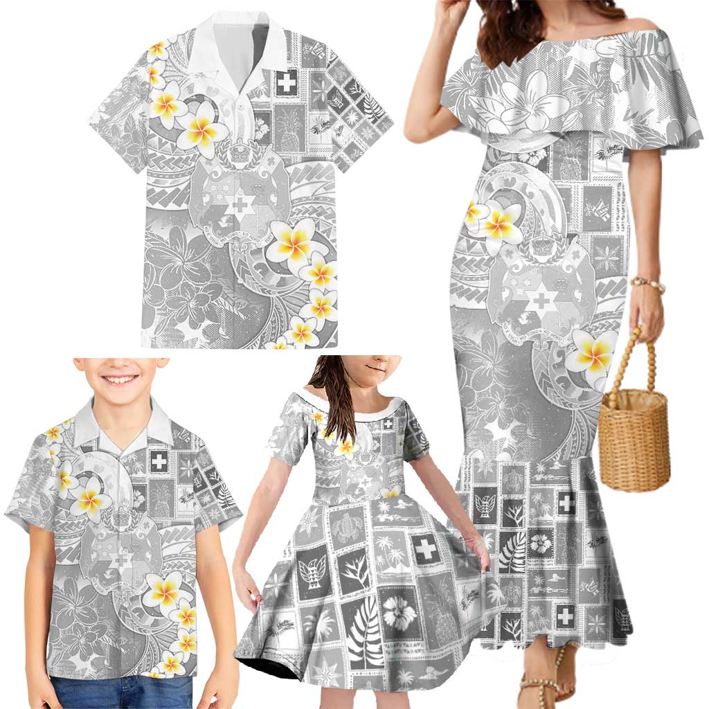 Tonga Christmas Family Matching Mermaid Dress and Hawaiian Shirt Kilisimasi Fiefia Retro Style White - Polynesian Pride