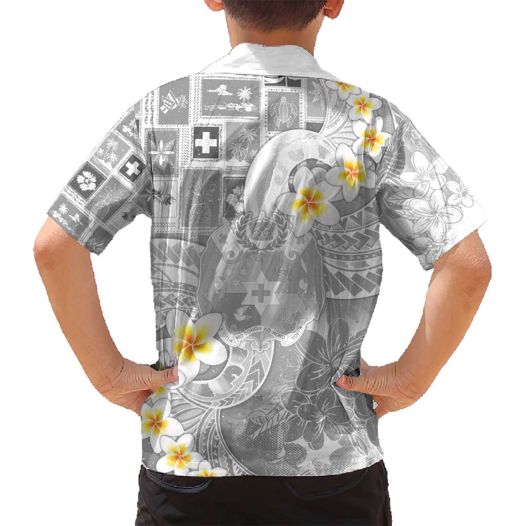 Tonga Christmas Family Matching Off Shoulder Short Dress and Hawaiian Shirt Kilisimasi Fiefia Retro Style White - Polynesian Pride