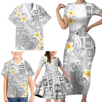 Tonga Christmas Family Matching Short Sleeve Bodycon Dress and Hawaiian Shirt Kilisimasi Fiefia Retro Style White - Polynesian Pride