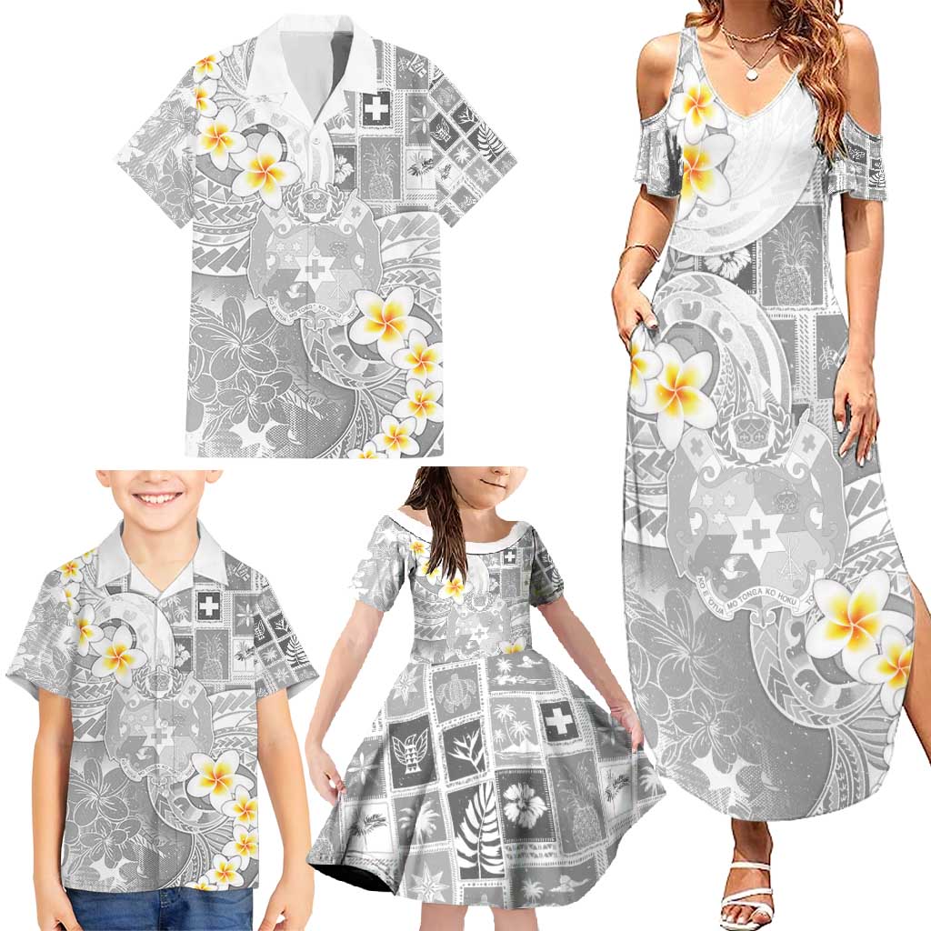Tonga Christmas Family Matching Summer Maxi Dress and Hawaiian Shirt Kilisimasi Fiefia Retro Style White - Polynesian Pride