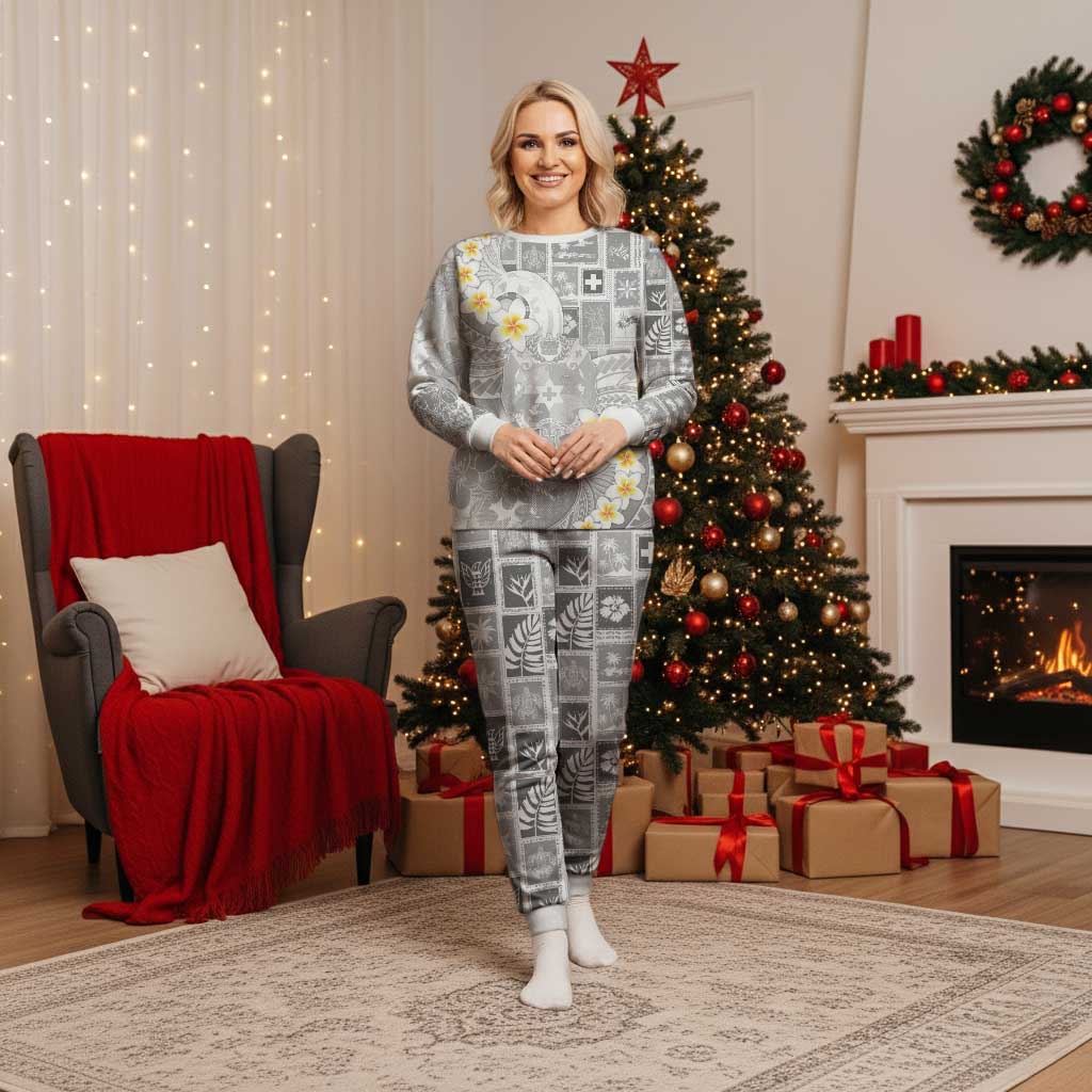 Tonga Christmas Pajama Set Kilisimasi Fiefia Retro Style White - Polynesian Pride