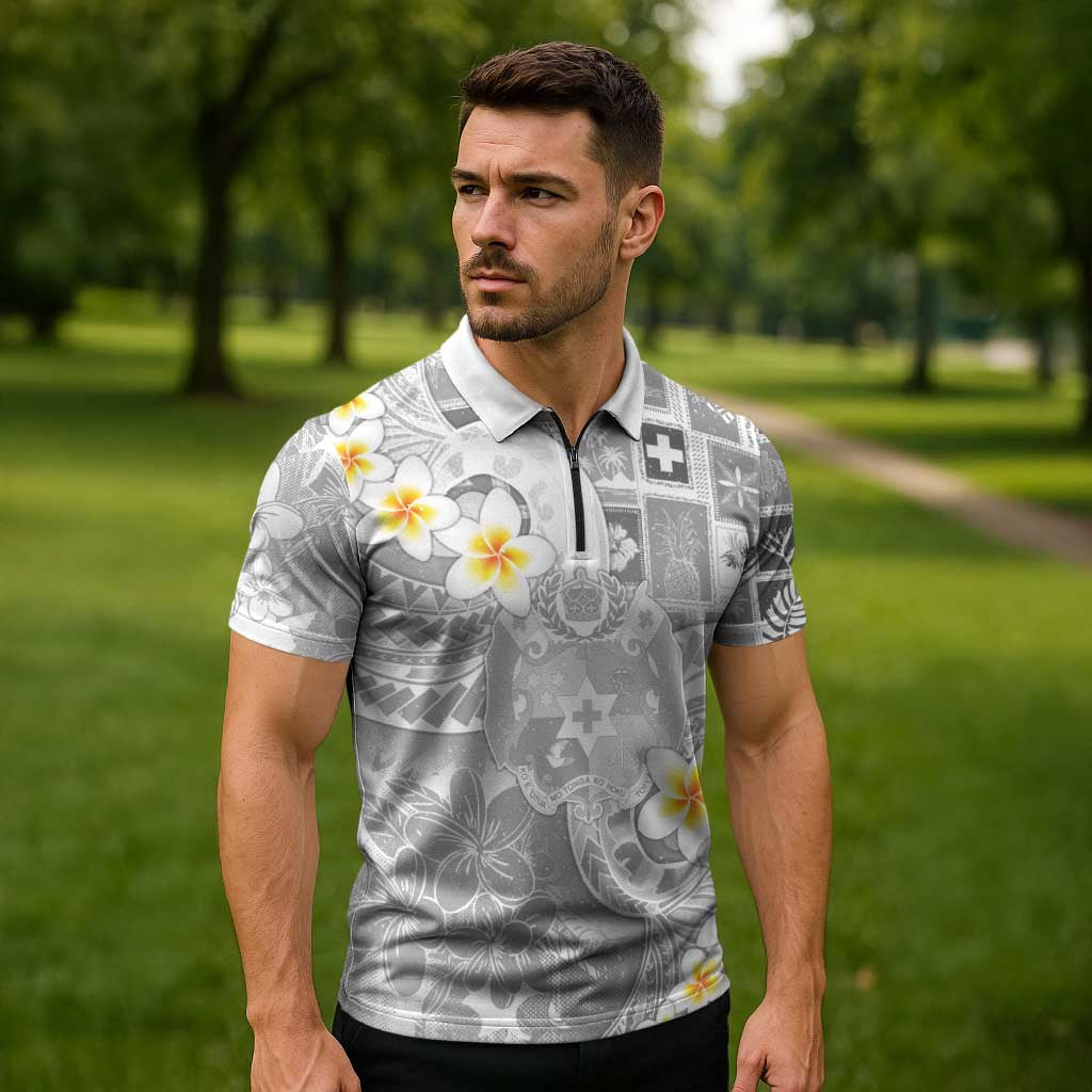 Tonga Christmas Zipper Polo Shirt Kilisimasi Fiefia Retro Style White - Polynesian Pride