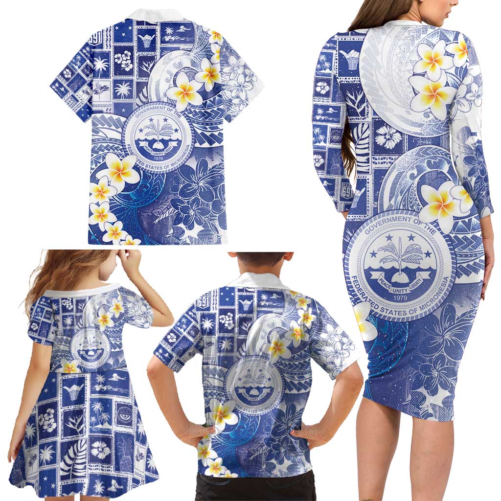 Federated States Of Micronesia Christmas Family Matching Long Sleeve Bodycon Dress and Hawaiian Shirt Retro Style Bright Version LT05 - Polynesian Pride