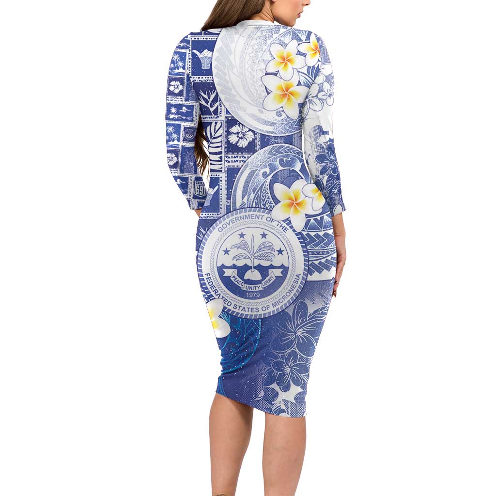 Federated States Of Micronesia Christmas Family Matching Long Sleeve Bodycon Dress and Hawaiian Shirt Retro Style Bright Version LT05 - Polynesian Pride