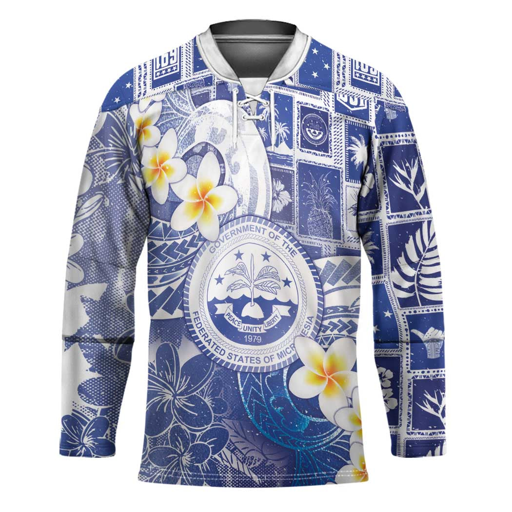 Federated States Of Micronesia Christmas Hockey Jersey Retro Style Bright Version - Polynesian Pride