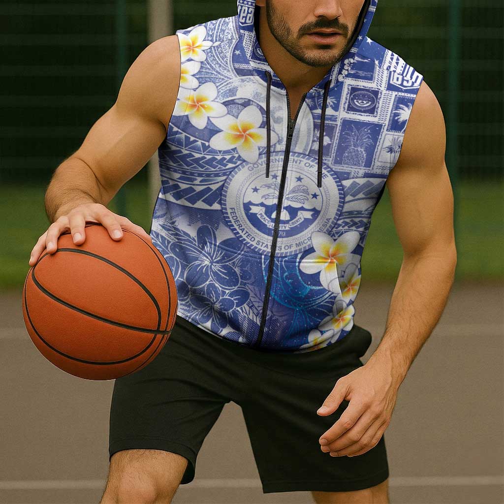 Federated States Of Micronesia Christmas Sleeveless Zip Hoodie Retro Style Bright Version - Polynesian Pride