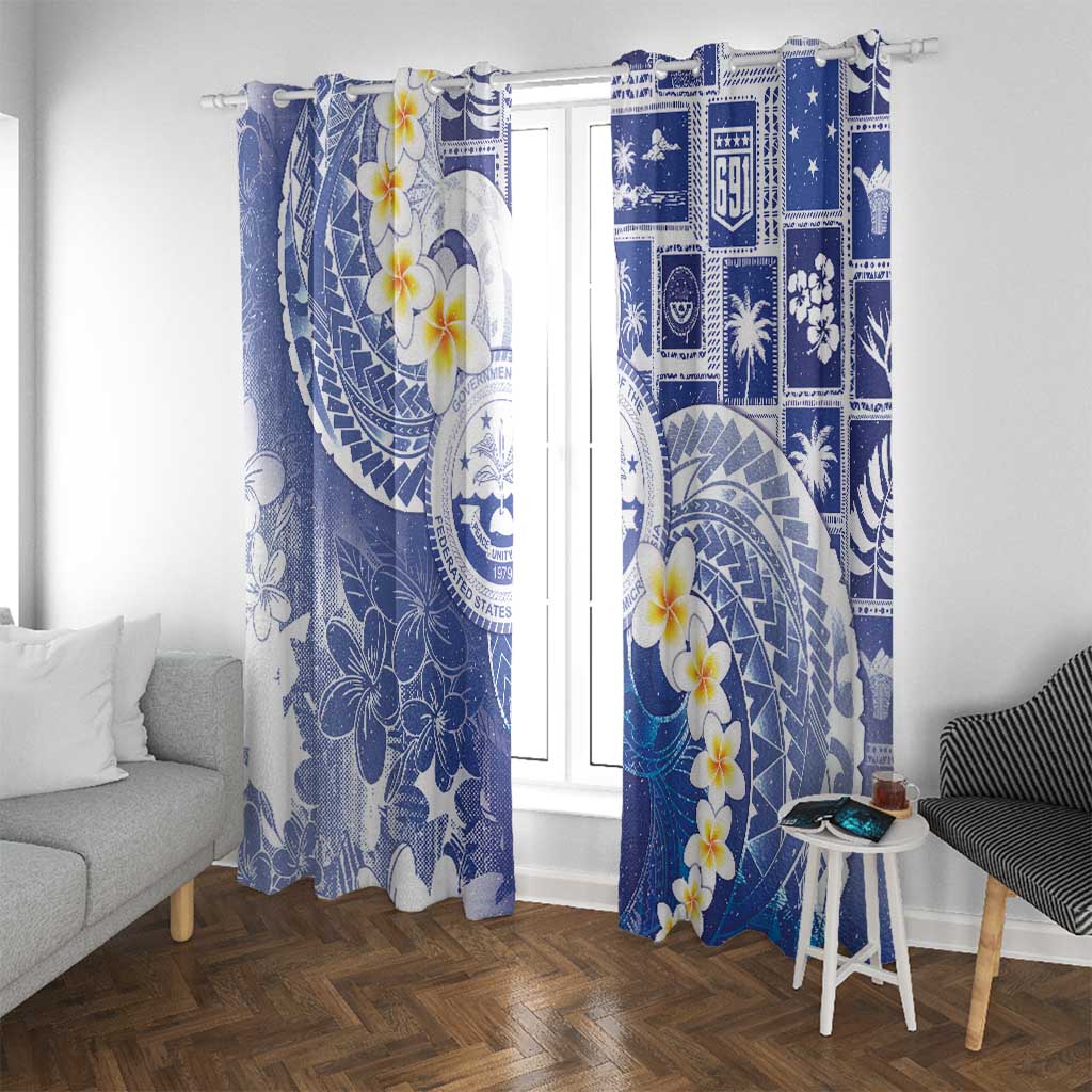 Federated States Of Micronesia Christmas Window Curtain Retro Style Bright Version - Polynesian Pride