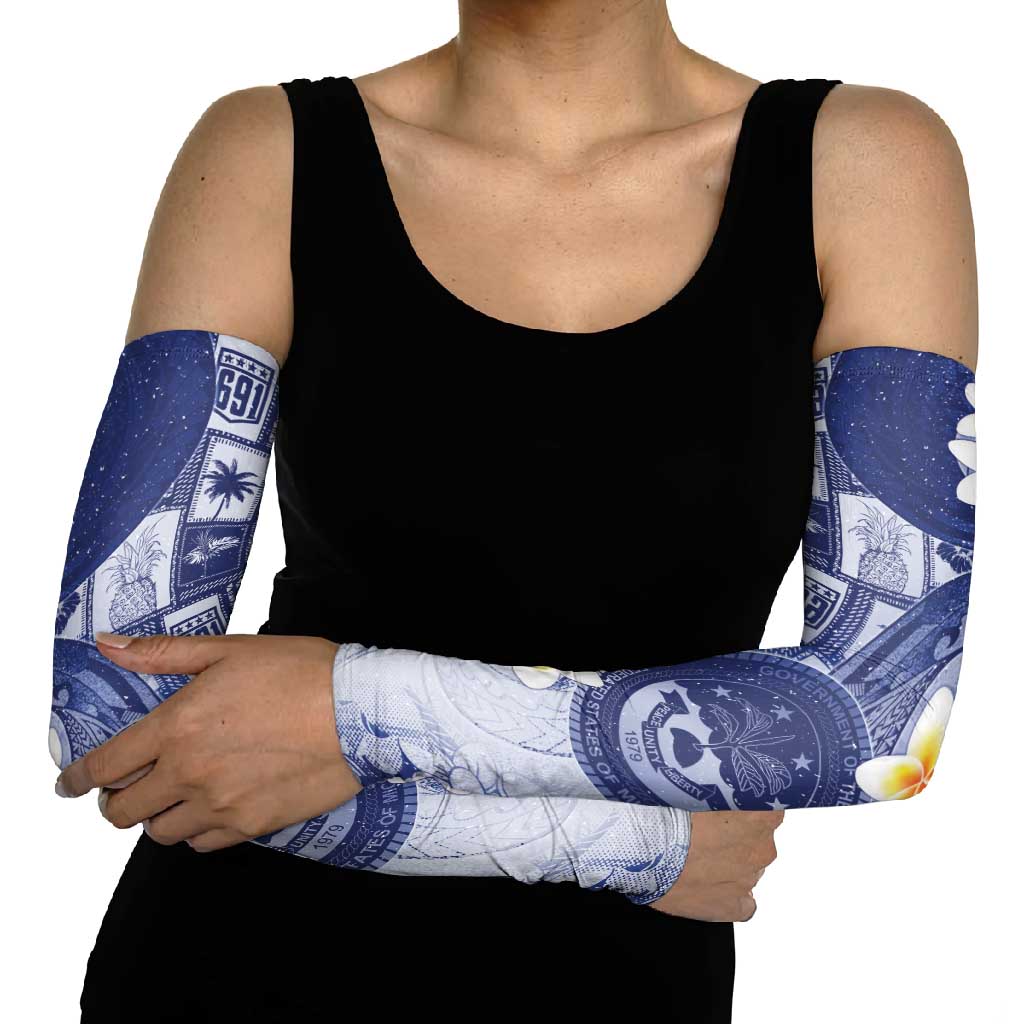 Federated States Of Micronesia Christmas Arm Sleeves Retro Style Dark Version - Polynesian Pride