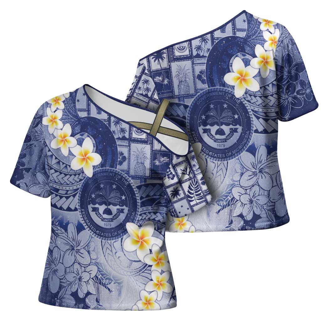 Federated States Of Micronesia Christmas Cross Shoulder Shirt Retro Style Dark Version - Polynesian Pride