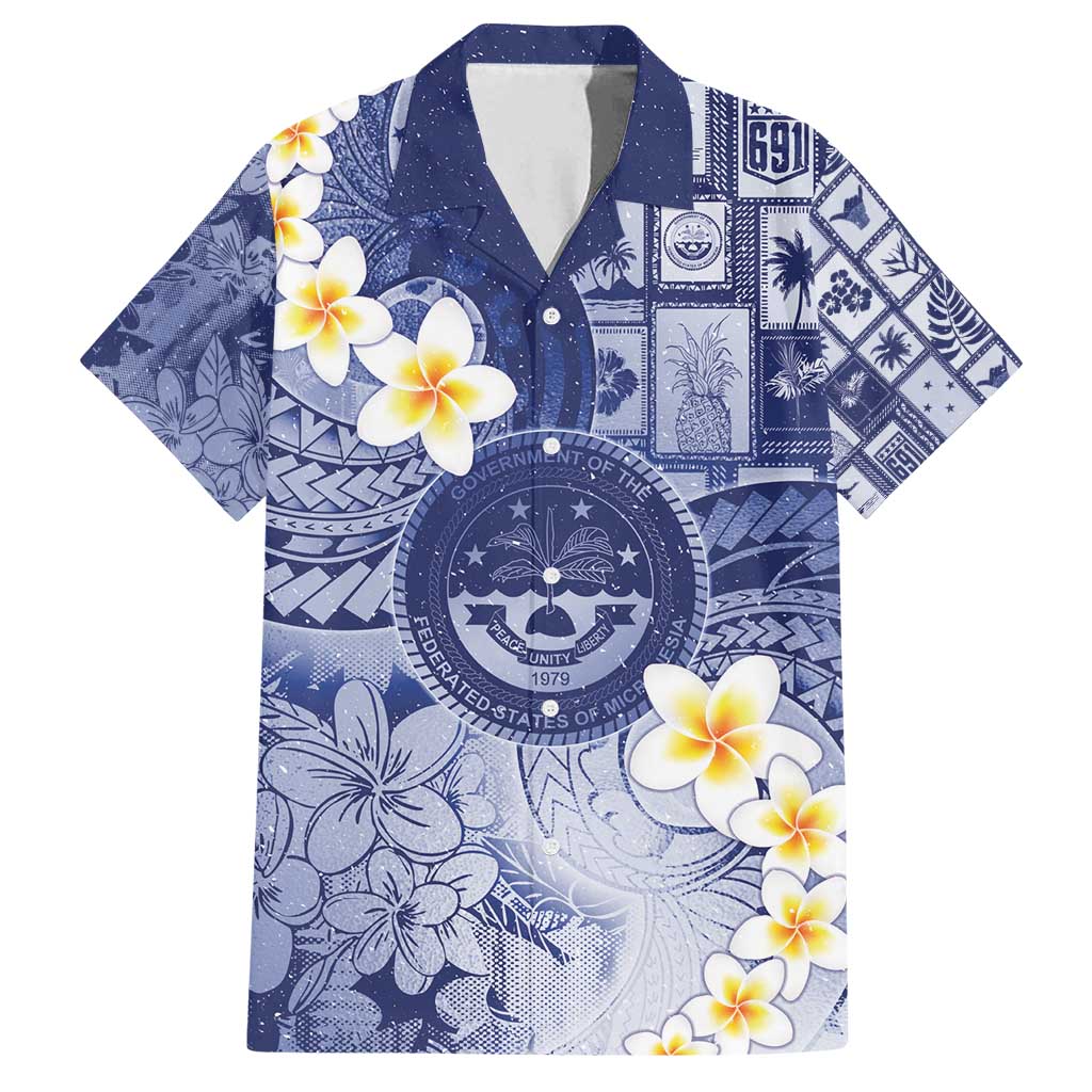 Federated States Of Micronesia Christmas Family Matching Long Sleeve Bodycon Dress and Hawaiian Shirt Retro Style Dark Version LT05 Dad's Shirt - Short Sleeve Navy - Polynesian Pride