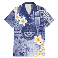 Federated States Of Micronesia Christmas Family Matching Mermaid Dress and Hawaiian Shirt Retro Style Dark Version LT05 Dad's Shirt - Short Sleeve Navy - Polynesian Pride