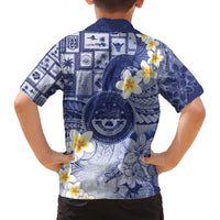Federated States Of Micronesia Christmas Family Matching Off The Shoulder Long Sleeve Dress and Hawaiian Shirt Retro Style Dark Version LT05 - Polynesian Pride