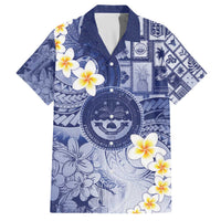 Federated States Of Micronesia Christmas Family Matching Off The Shoulder Long Sleeve Dress and Hawaiian Shirt Retro Style Dark Version LT05 Dad's Shirt - Short Sleeve Navy - Polynesian Pride